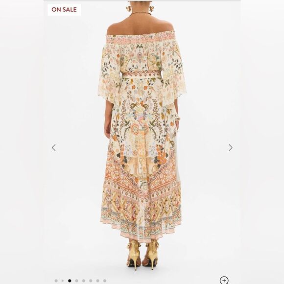 13 NWOT 949.00 CAMILLA High Low Hem Off Shoulder Dress
Honour Of Heirlooms SMALL - Picture 4 of 14